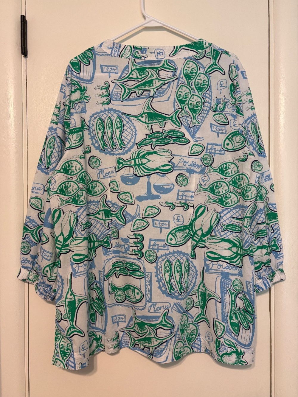 Talbots Women's Plus "Fish Market" Lace-Up Popover Tunic Shirt Top Blouse 1X - Picture 4 of 9
